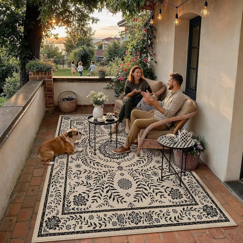 HUGEAR 5×7 Vintage Jute Indoor Outdoor Rug