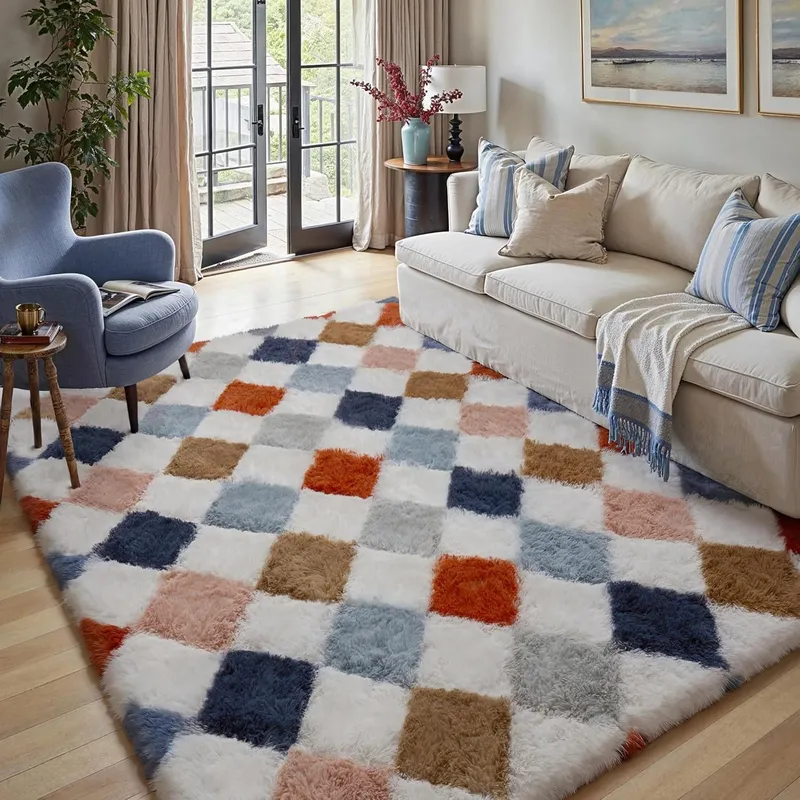 HUGEAR Checkered Rug 5×8